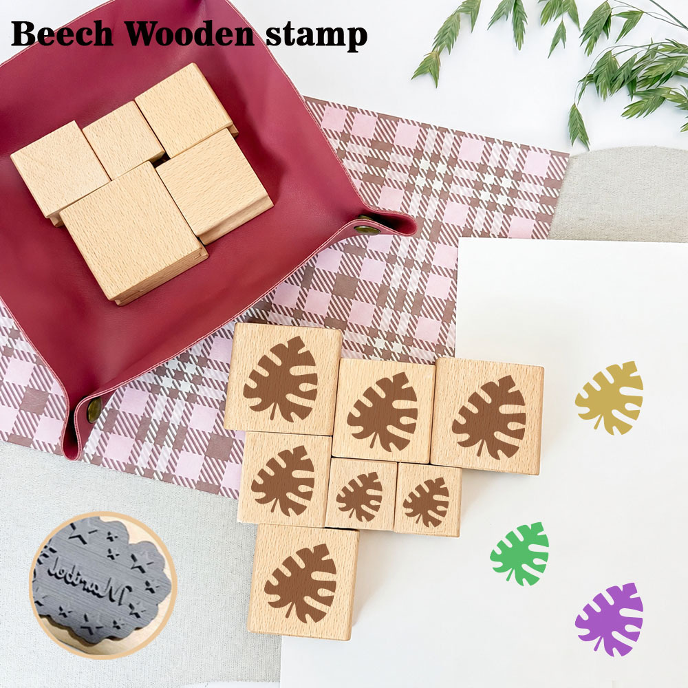 Cool Reverse Monstera Leaf Wooden Rubber Stamp for Journals